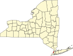 Map of New York highlighting New York County